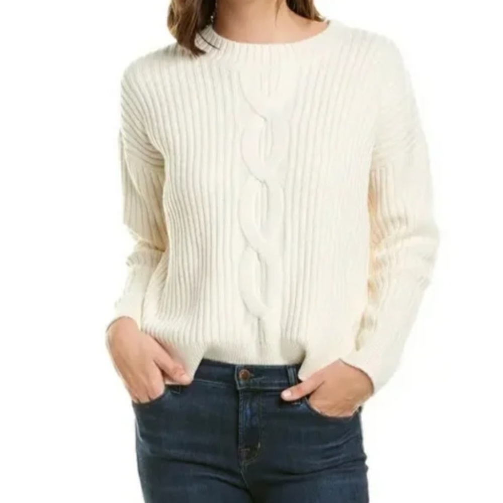 NWT French Connection Patch Cable Knit Sweater Classic Cream Size M